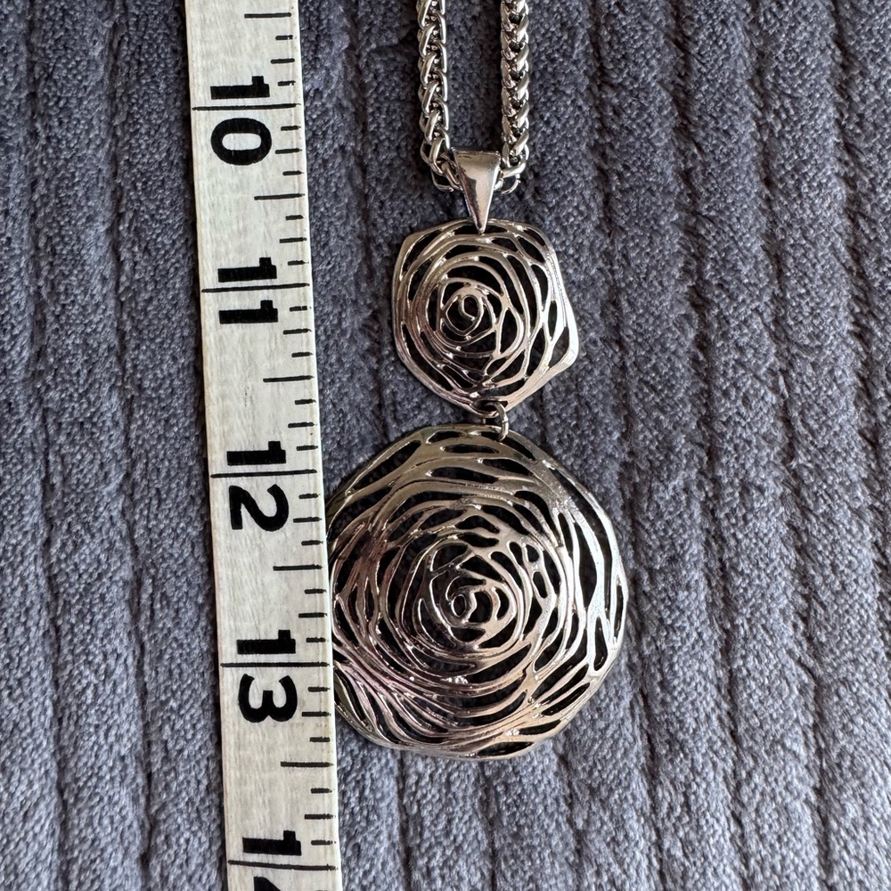 Silver Rose Pendant Necklace - Picture 10 of 13